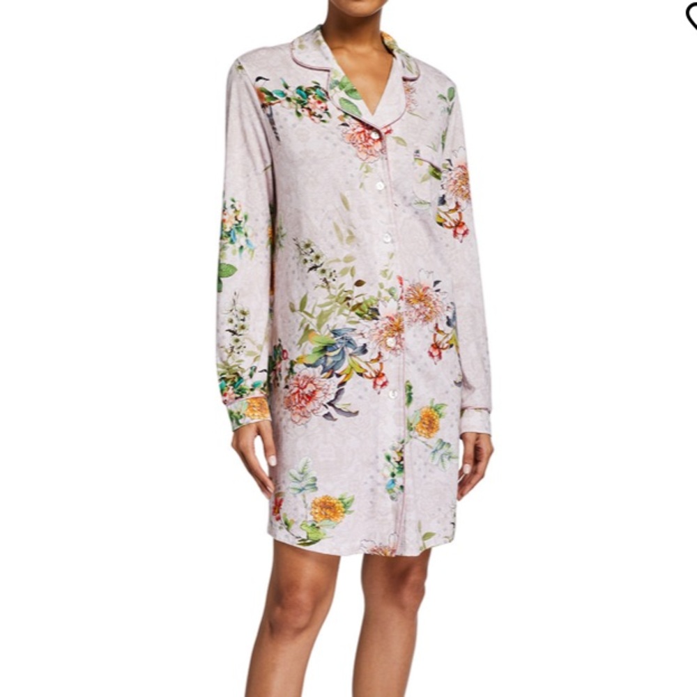 Johnny Was- Floral Print Long Sleeve Sleepshirt